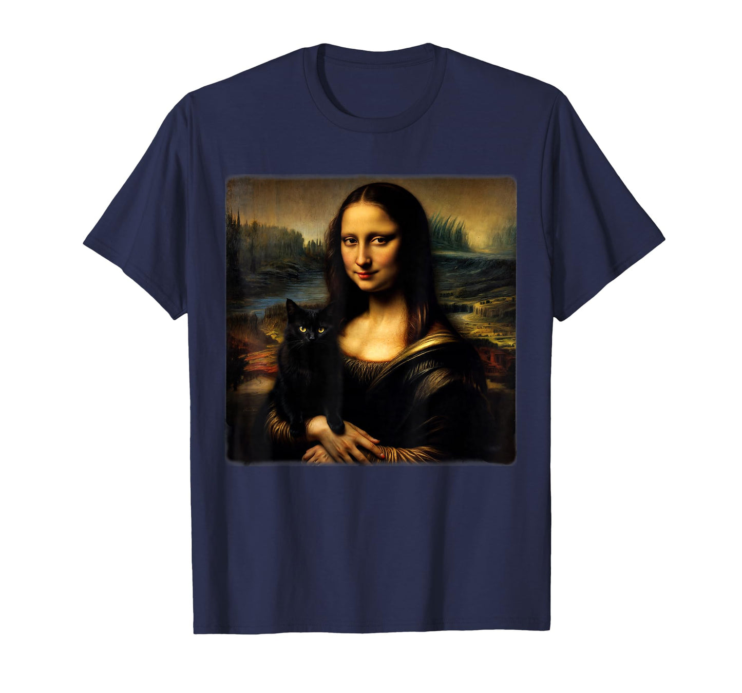 Mona Lisa Holding Black cat Black cat Mom Black cat Dad Cute T-Shirt