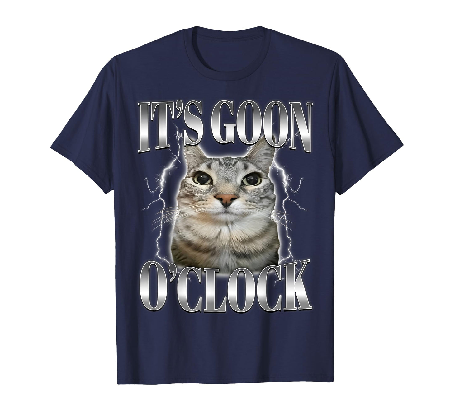 It's Goon O'clock Funny Silly Staring Cat Gen-Z Meme Humor T-Shirt