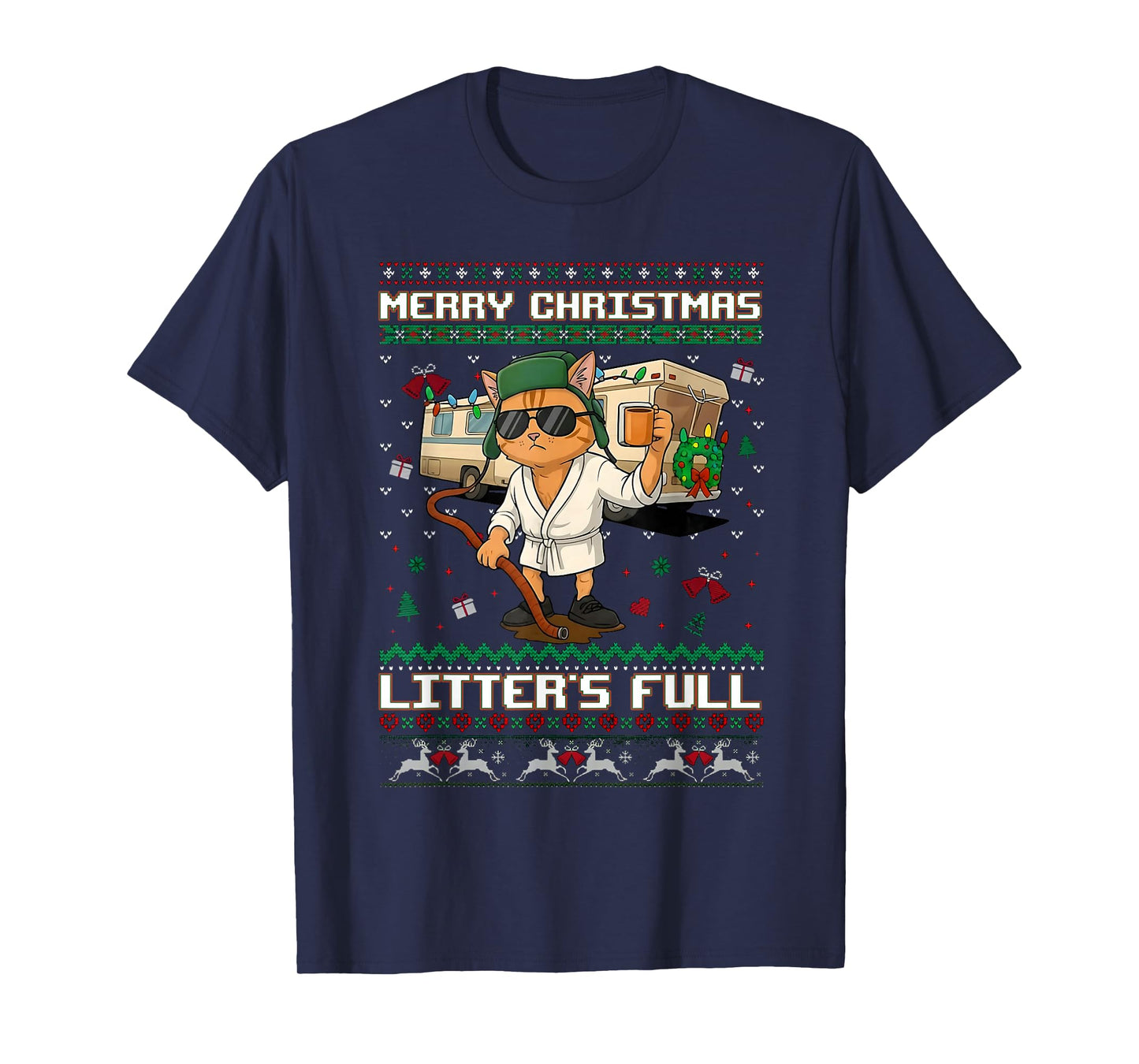 Merry Christmas Litter's Full Funny Cat Ugly Xmas T-Shirt
