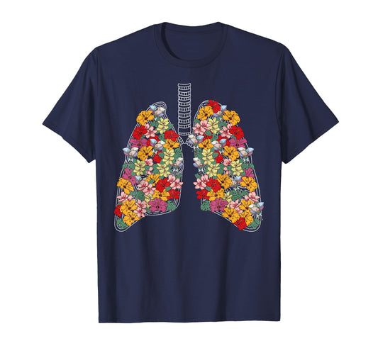 Anatomical Lungs Flowers Medical Science Anatomy Themed T-Shirt