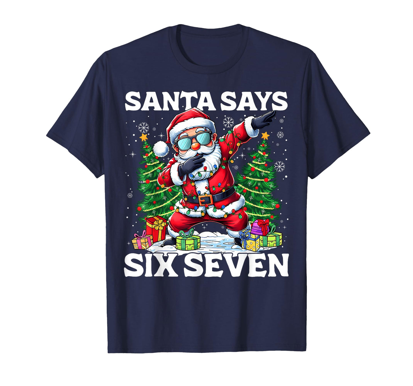 Funny Dabbing Santa Says Six Seven 67 Meme Christmas Kids T-Shirt