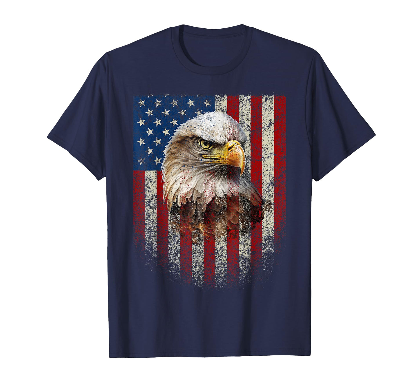 American Flag Bald Eagle Patriotic Red White Blue T-Shirt