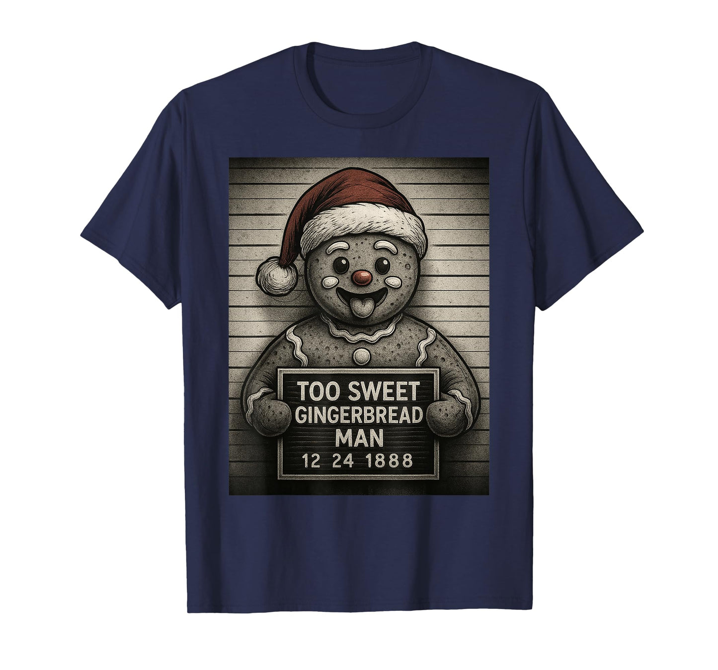 Cute Funny Gingerbread Man Mugshot Christmas Baking T-Shirt