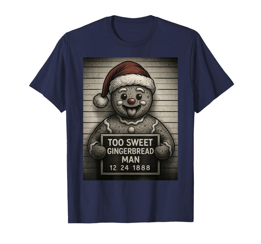 Cute Funny Gingerbread Man Mugshot Christmas Baking T-Shirt