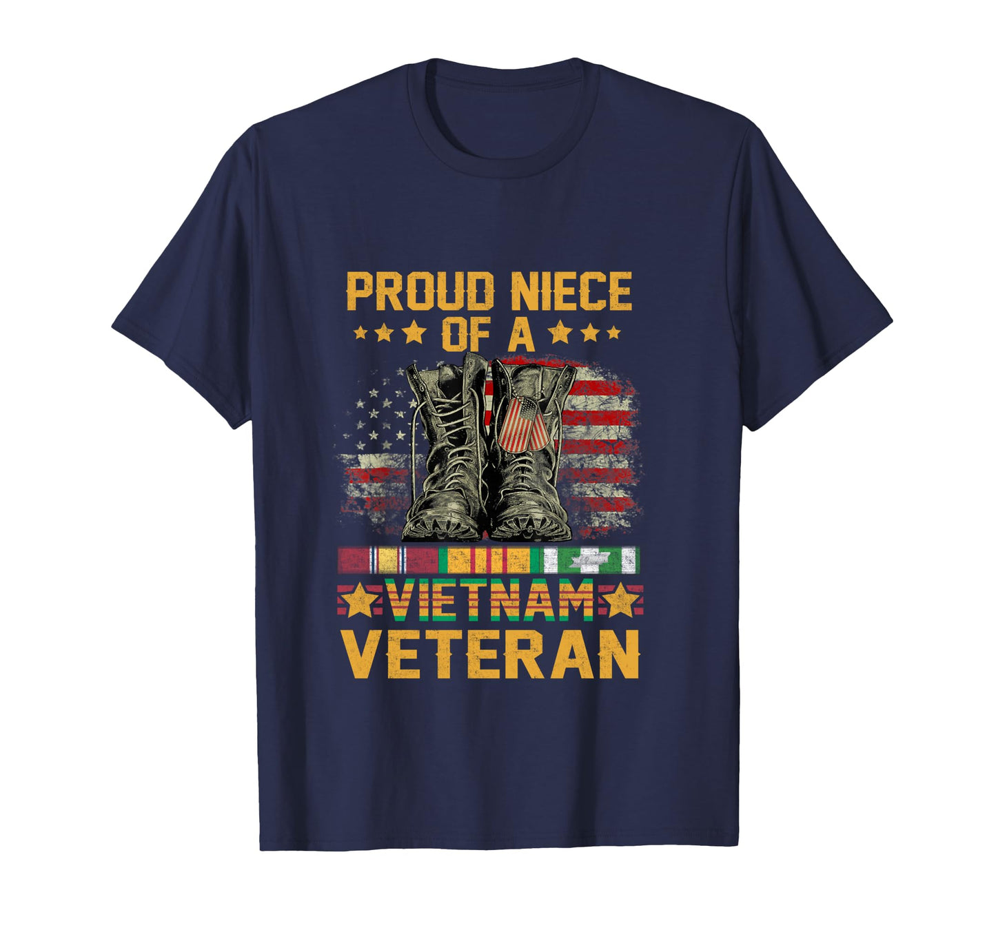 Proud Niece Of A Vietnam Veteran Flag American USA Long Sleeve T-Shirt