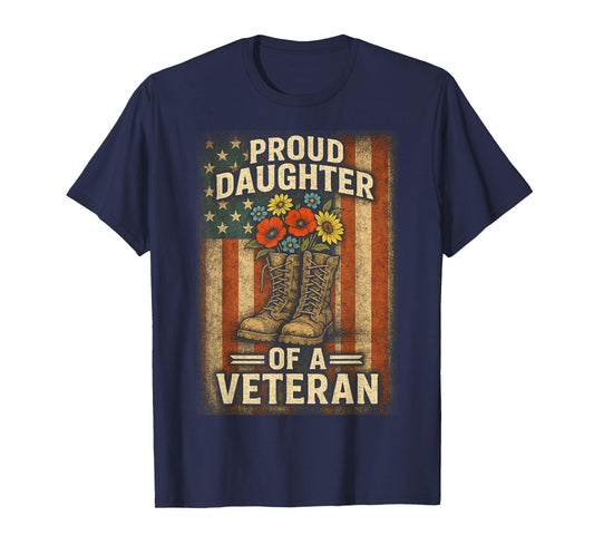 Proud Daughter Veteran Day American Flag Military T-Shirt