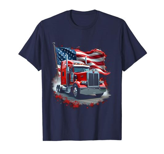 Patriotic Semi Truck Long Sleeve T-Shirt