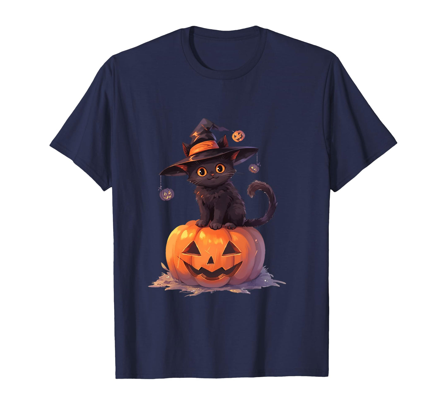 Cute Halloween Cat Witch Witch Cat On Pumpkin Long Sleeve T-Shirt