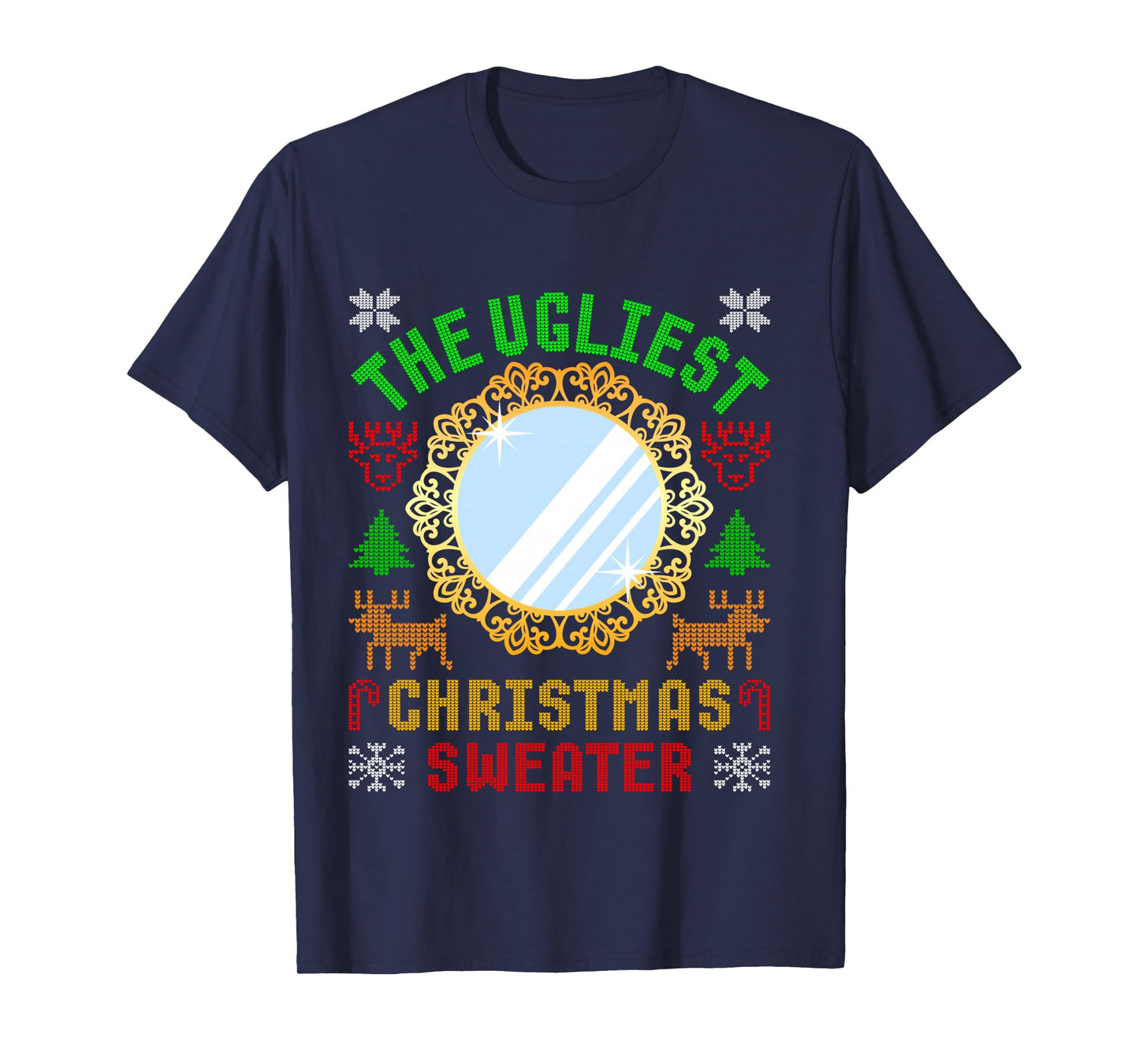 The Ugliest Christmas Sweater With An Image Of A Mirror Long Sleeve T-Shirt