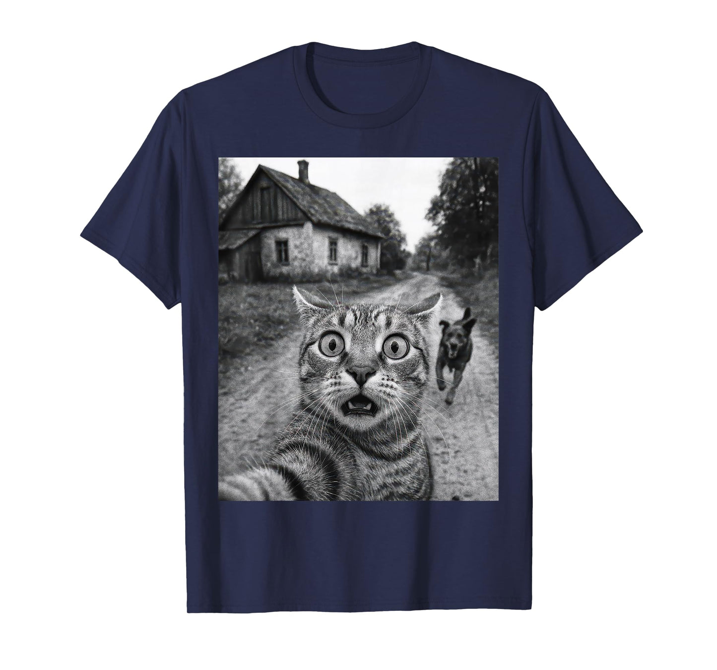 Cat Selfie With Dog - Funny Cat Vintage Retro T-Shirt