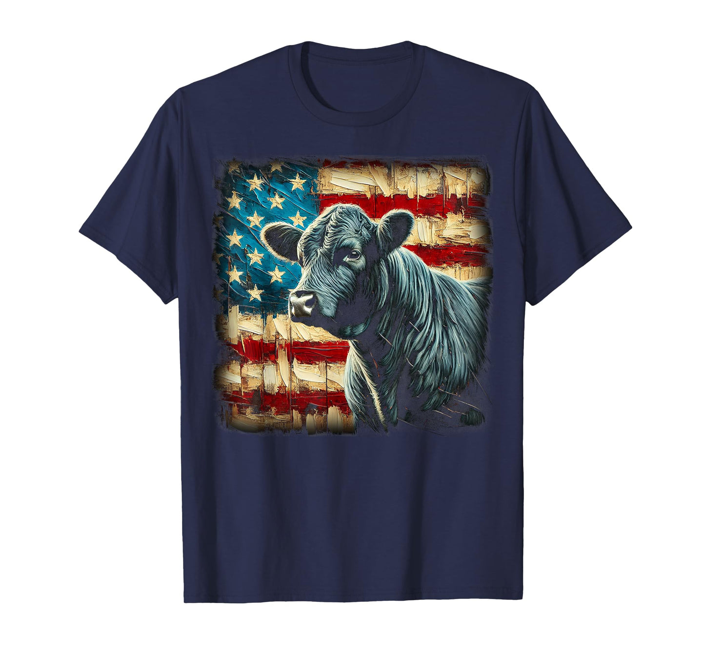Angus Rancher USA American Flag Cow T-Shirt