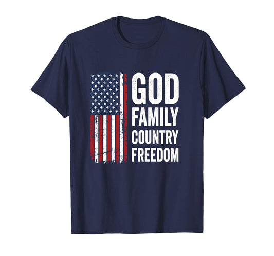 God Family Country Freedom/Patriotic USA Flag Christian Long Sleeve T-Shirt