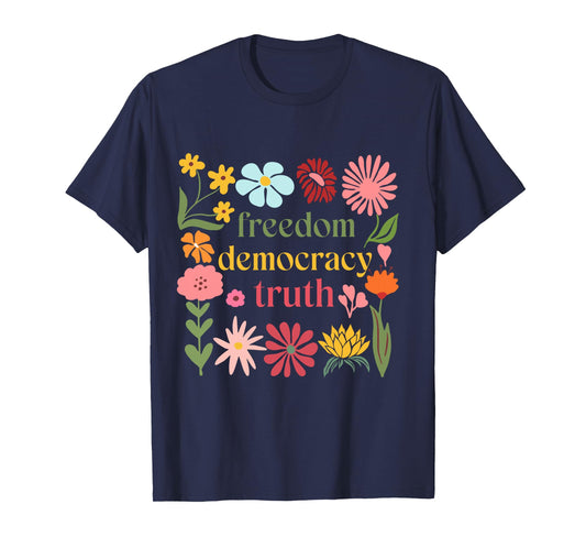 Boho Floral Freedom Democracy Truth Patriotic 4th Of July Long Sleeve T-Shirt