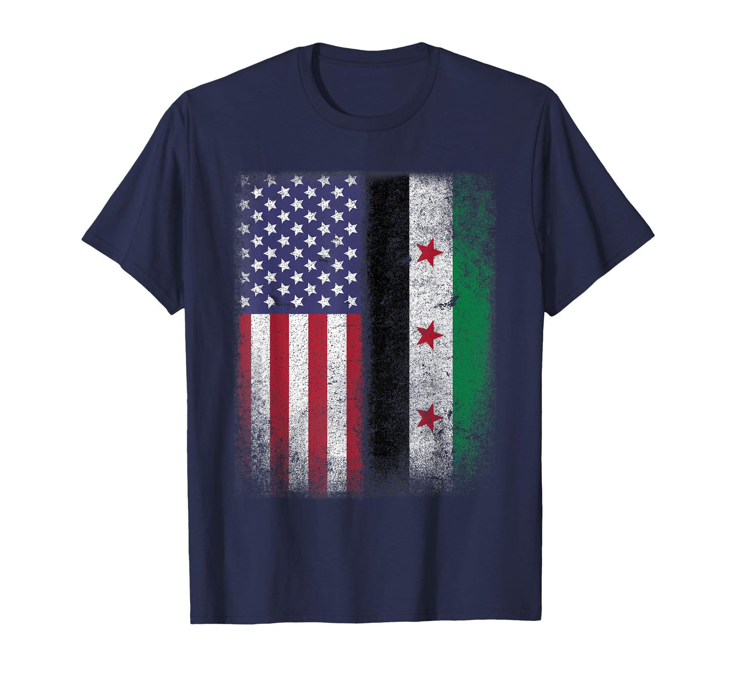 Syrian American Flag T-shirt Syria Usa Pride Women Kids Men T-Shirt