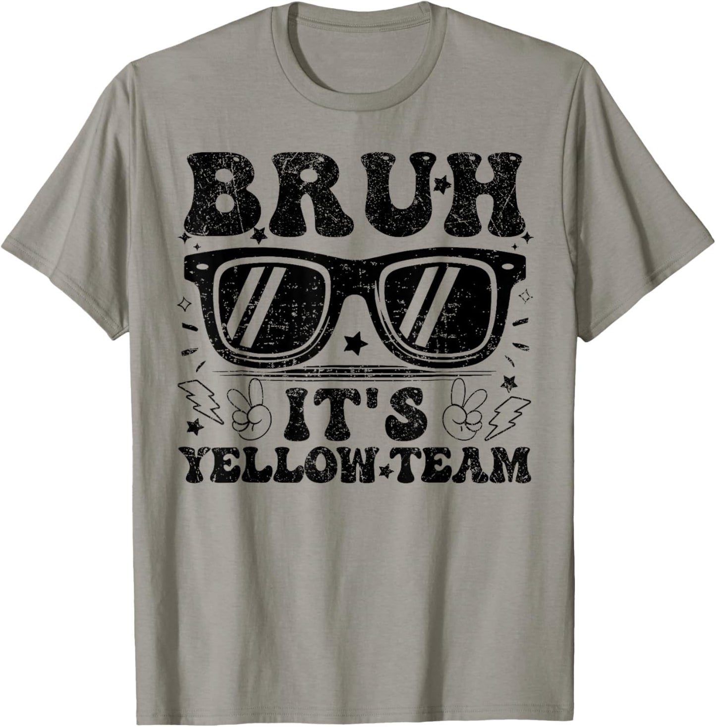Field Day Bruh It's Yellow Team Teacher Boys Girl Peace Hand T-Shirt - T-Shirt | Sand
