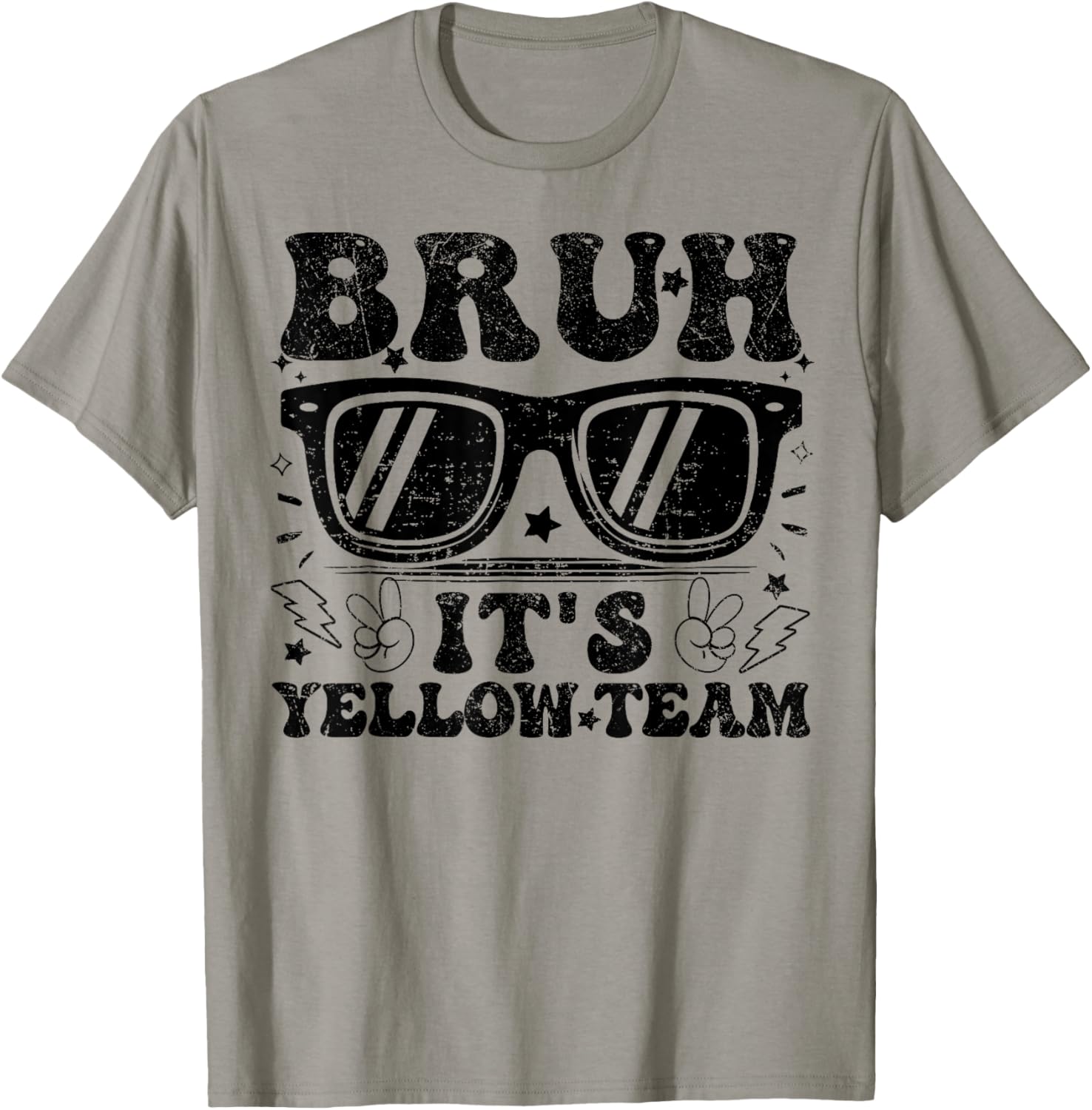 Field Day Bruh It's Yellow Team Teacher Boys Girl Peace Hand T-Shirt - T-Shirt | Sand