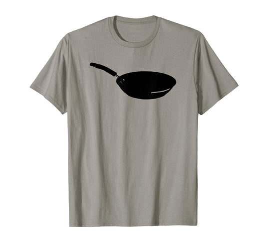 Cooking Gifts Chef Gifts Frying Pan T-Shirt for Men, Men's Grey Classic Fit Collarless Crew Neck T-Shirt, Small