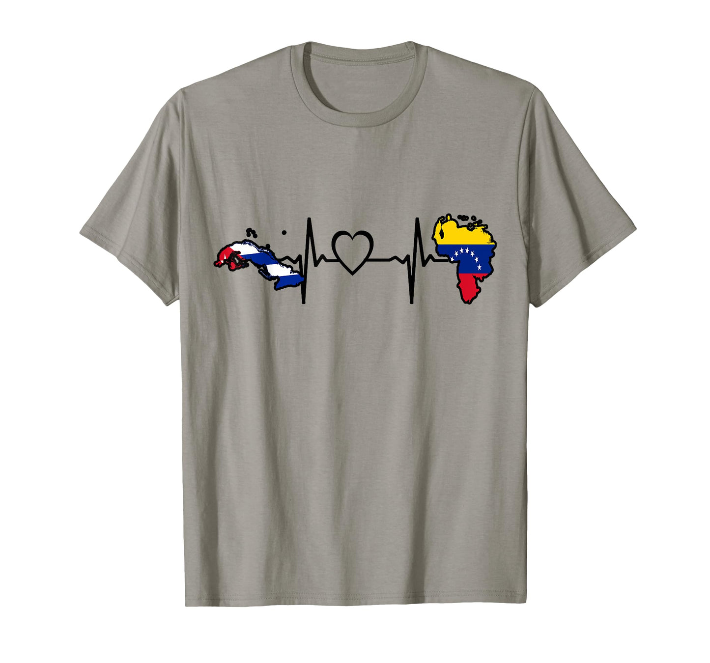 Cuba Venezuela Flag Cuban Venezuelan Heartbeat T-Shirt
