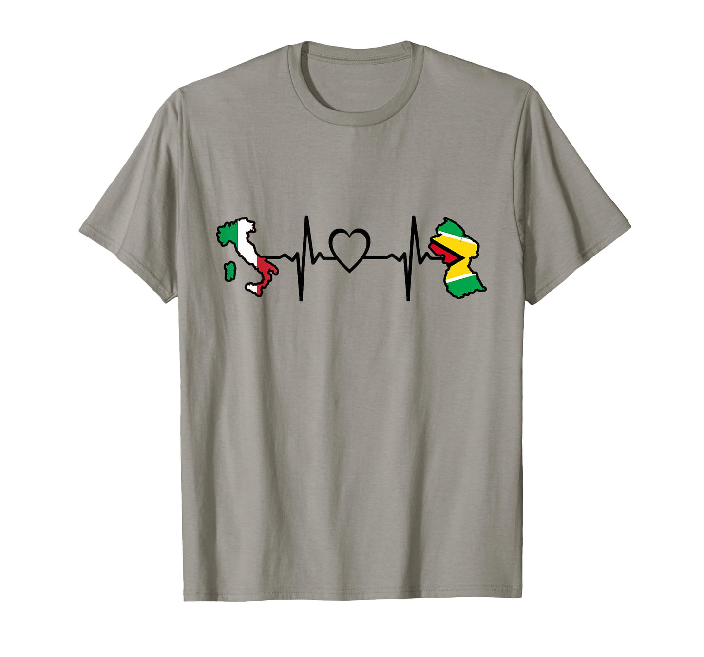 Guyana Italy Flag Guyanese Italian Heartbeat T-Shirt