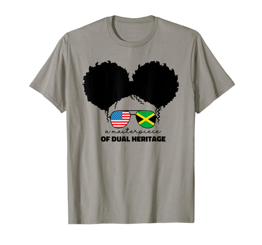 Kids Girls Half American And Jamaican America Jamaica Flag T-Shirt