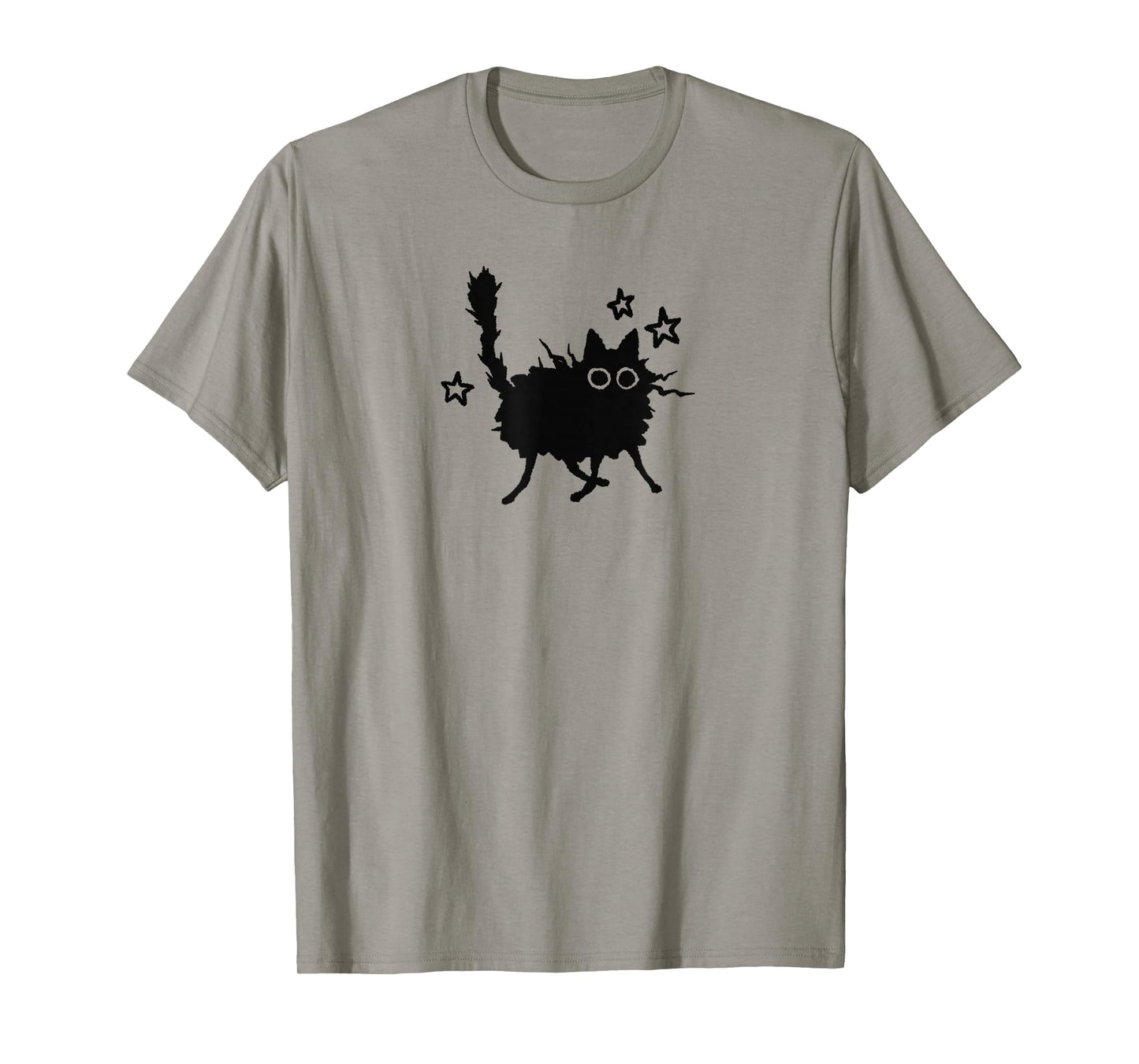 Y2K 90s Funny Scary Cat Tomcat is Scared under Starry T-Shirt