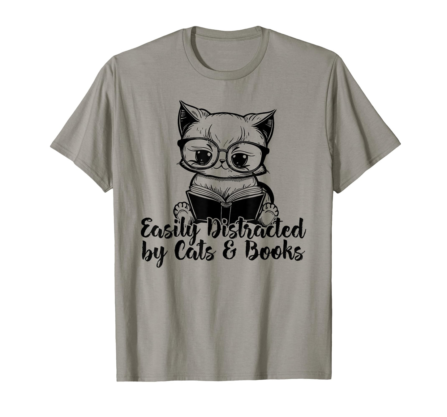 Easily Distracted by Cats And Books for Cat Lovers T-Shirt