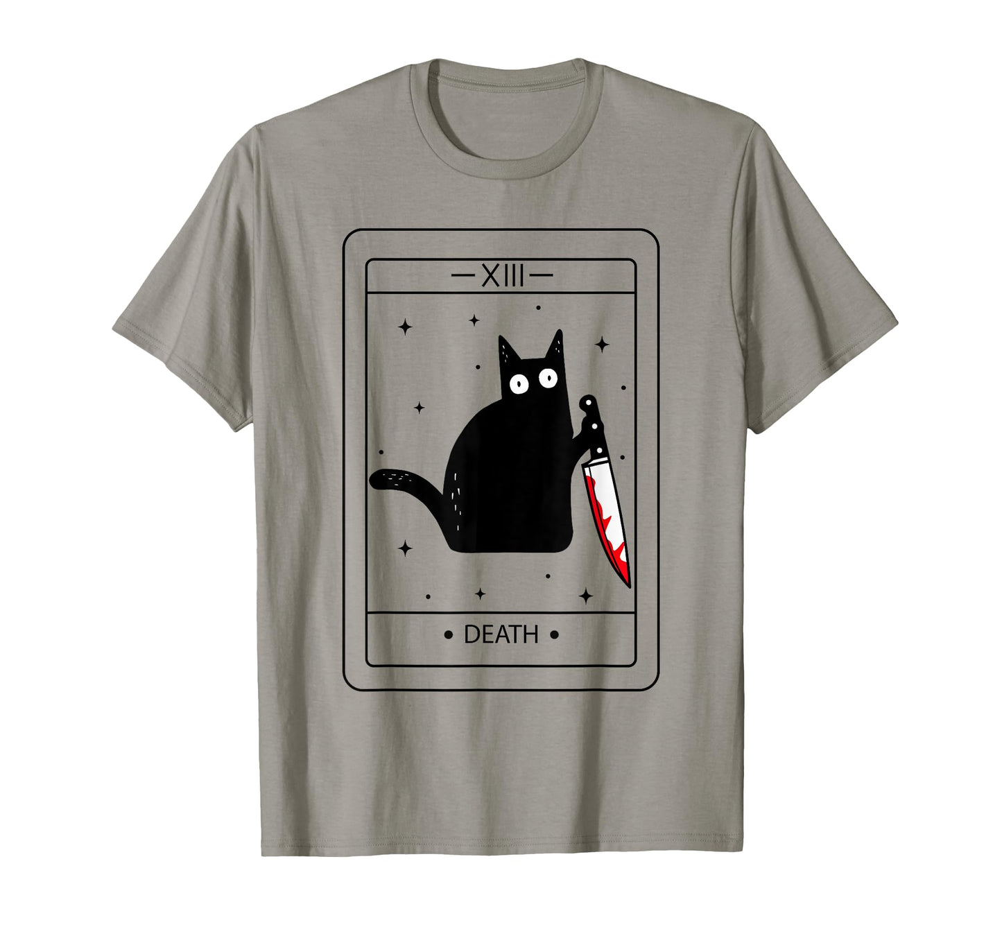Black Cat Death Tarot Cat Lover Funny Halloween Womens Mens T-Shirt