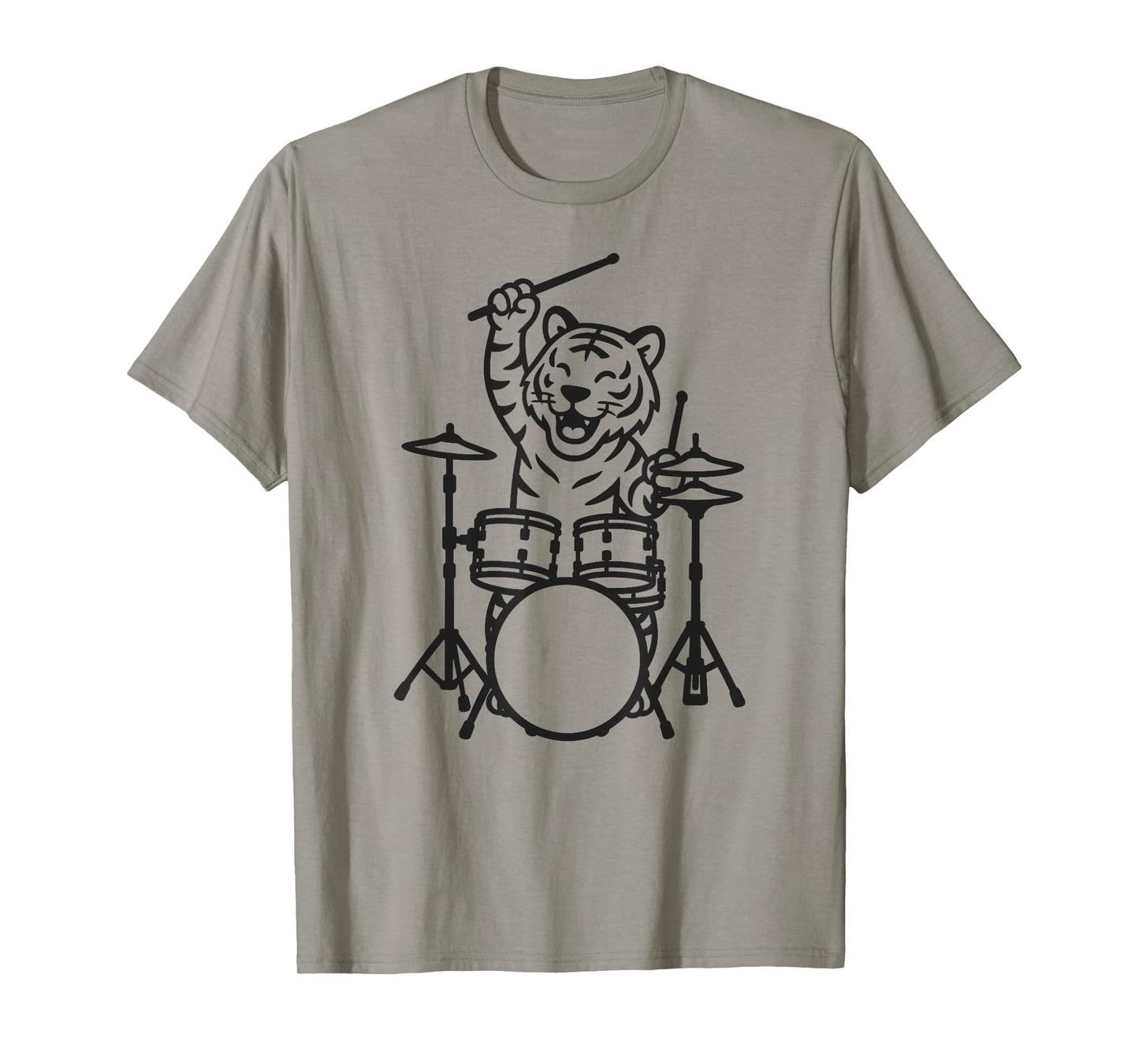 Funny Tiger Drummer Drumming Drums Music Lover Boys Girls T-Shirt