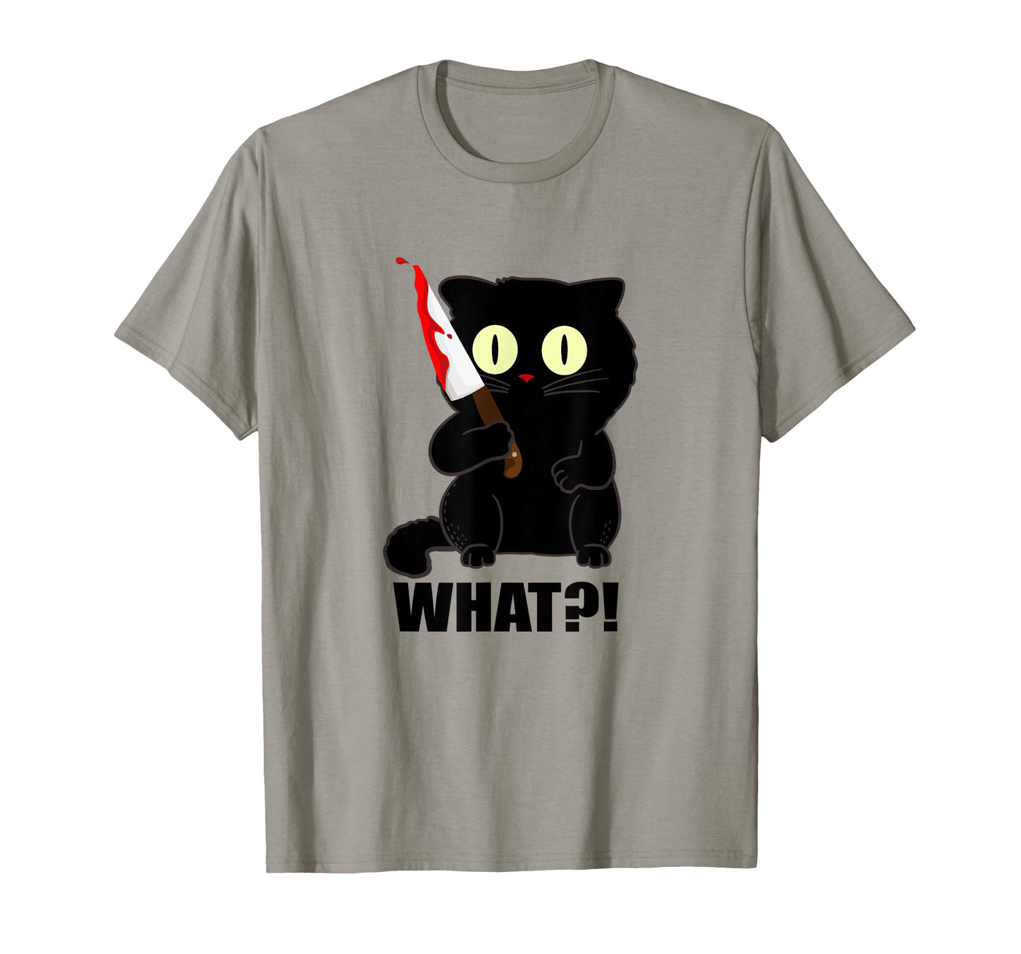 cat what funny scary black cat halloween with bloody knife Men Women T-Shirt