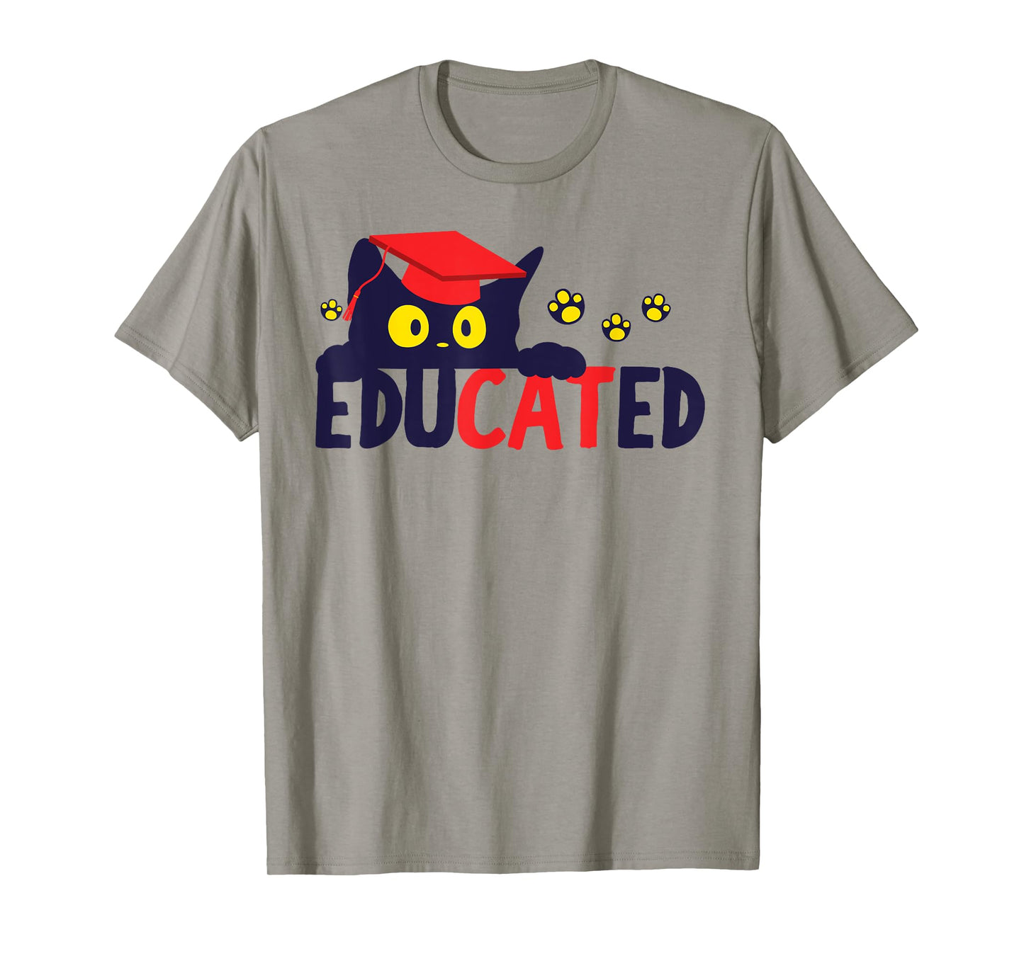 Educated Cat in Graduation Cap Funny Grad T-Shirt for Men Women
