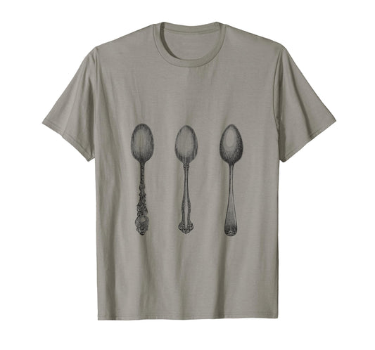 Antique Spoons print three spoonie silverware etched vintage T-Shirt