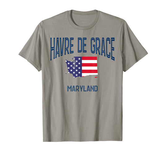 Havre de Grace Maryland MD Athletic Retro USA Flag Women Kids Men T-Shirt