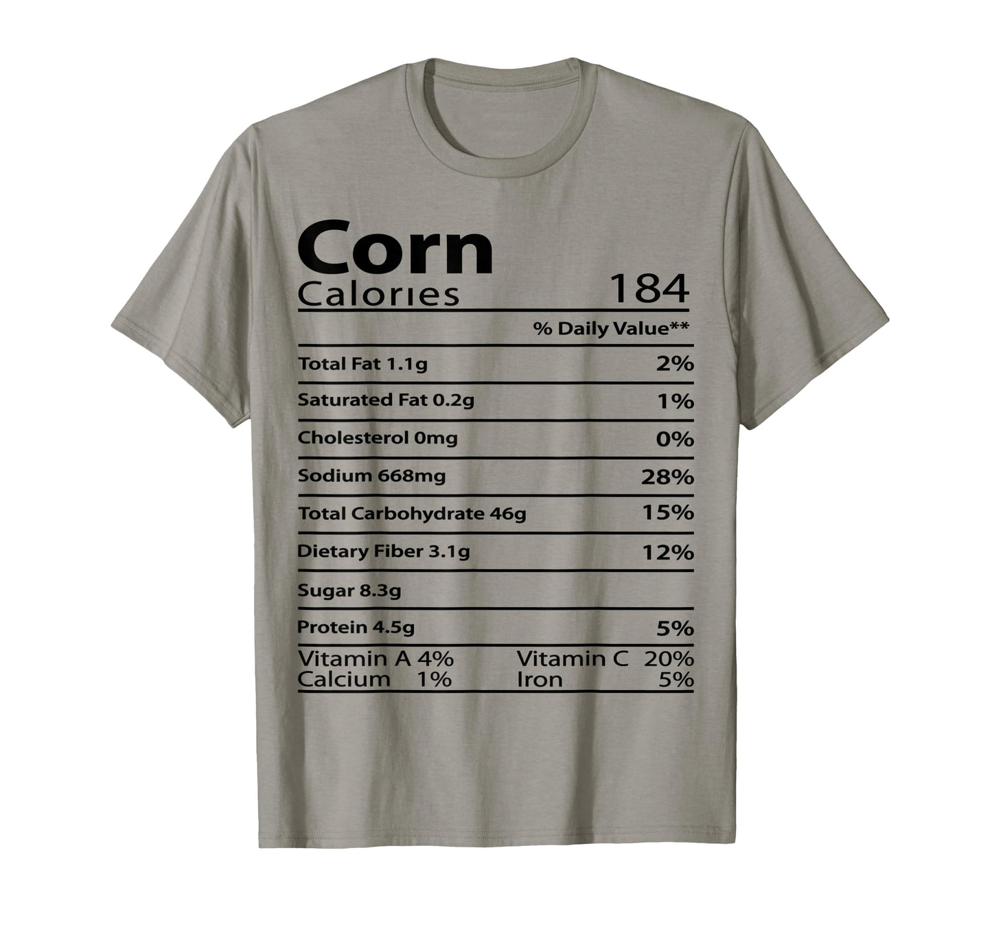 Corn Thanksgiving Nutrition Ingredients Nutritional Table T-Shirt