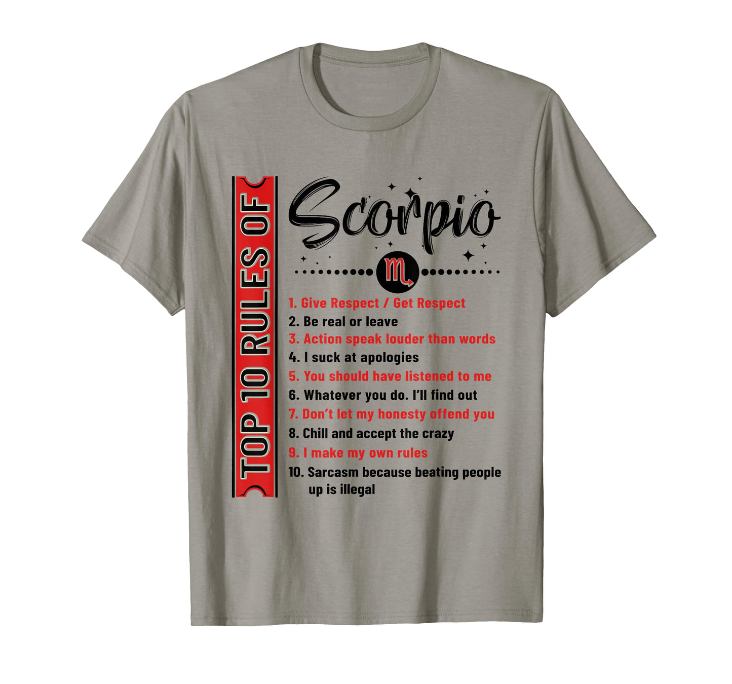 Scorpio Shirt Top 10 Rules Of Scorpio Birthday T-Shirt