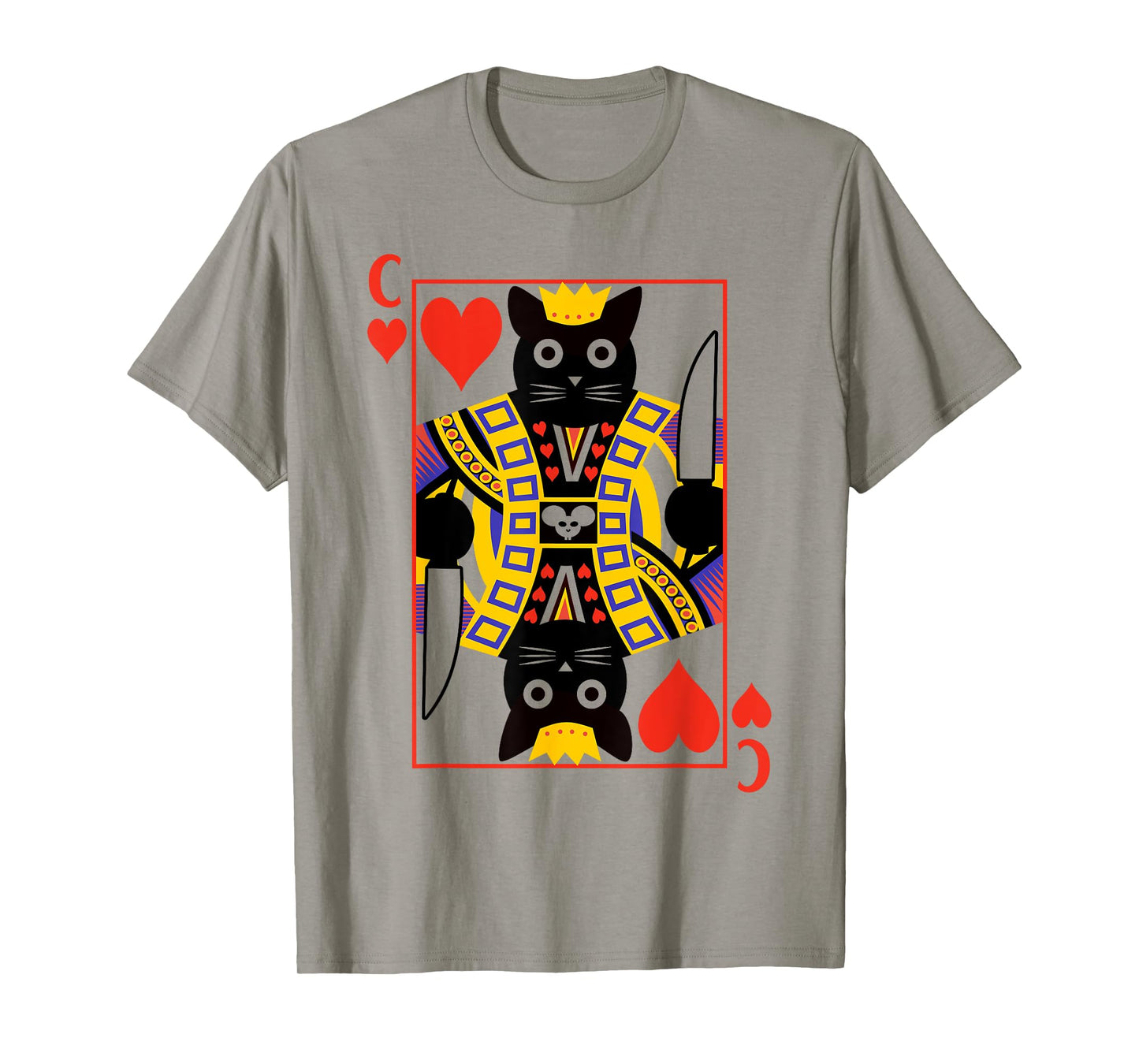 King Of Hearts Cat Poker Playing Card T-Shirt for Men Women