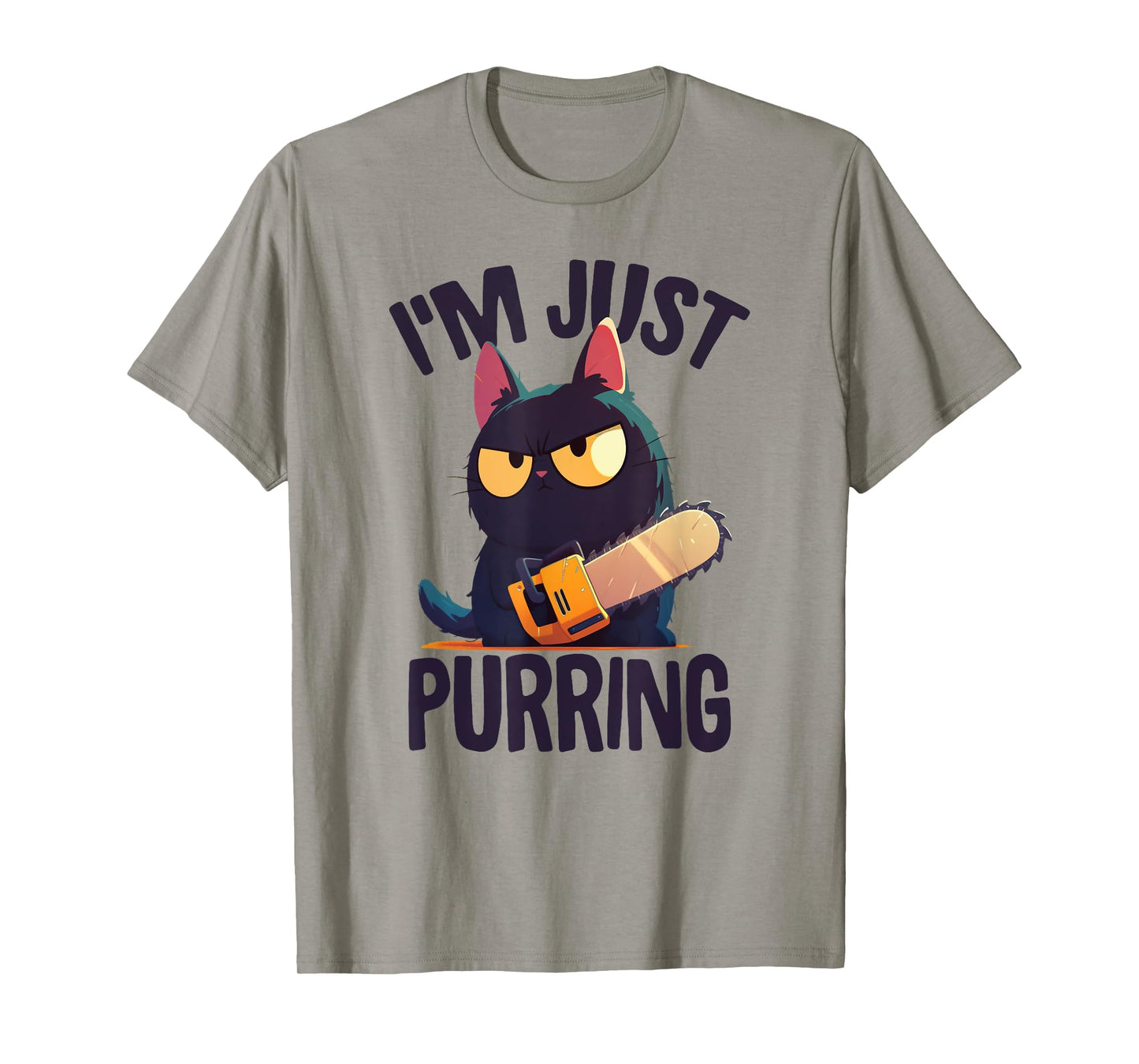 Funny Halloween Cat With Chainsaw, Murderous Black Cat T-Shirt
