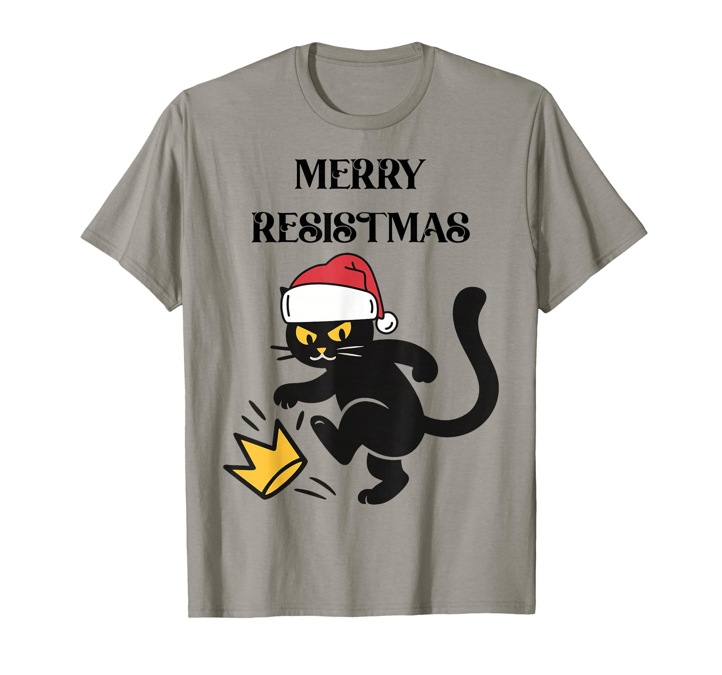 Merry Resistmas Funny Black Cat Christmas Political Resist T-Shirt