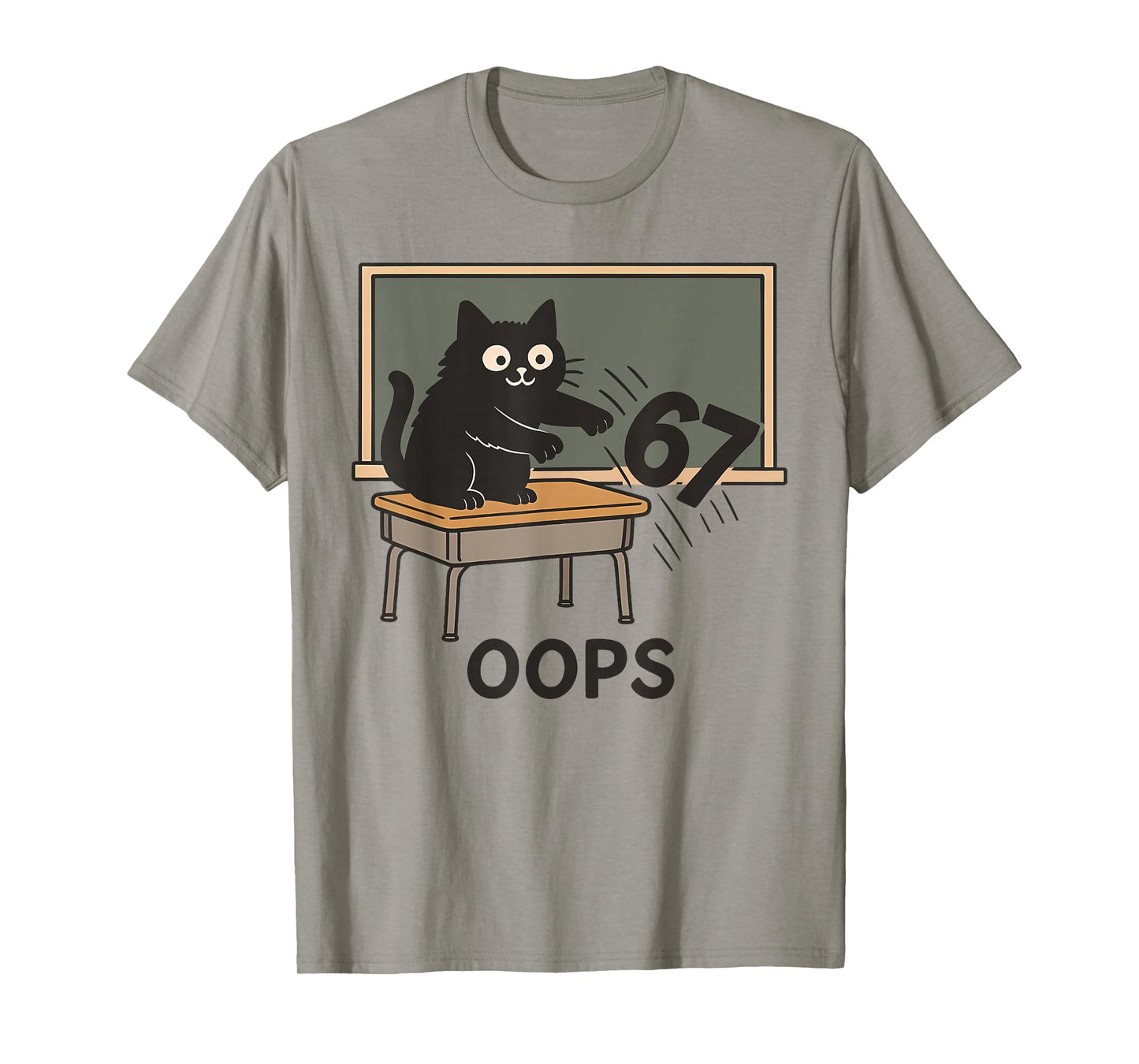 Oops Funny Anti 67 Teacher Six Seven Cute Cat Teacher T-Shirt