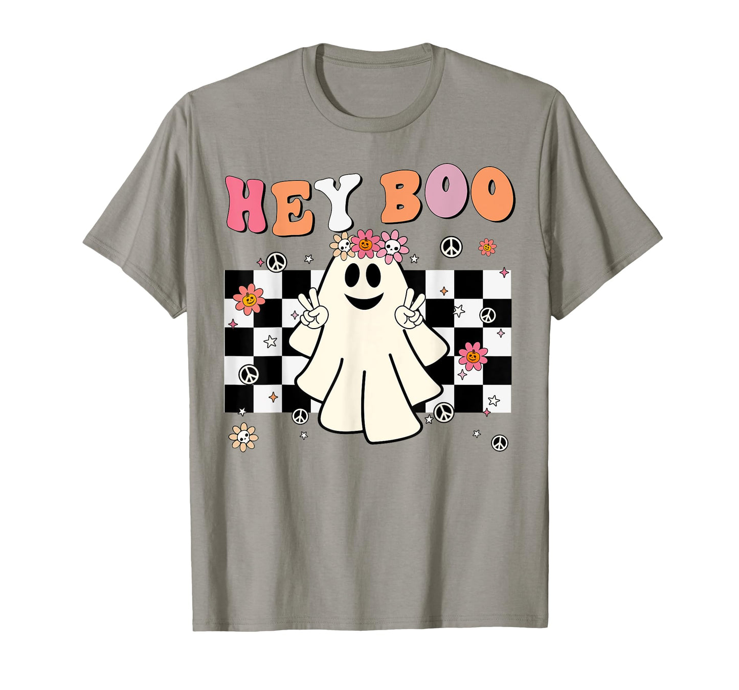 Cute Hey Boo Ghost Women Girl Toddler Funny Halloween Groovy T-Shirt