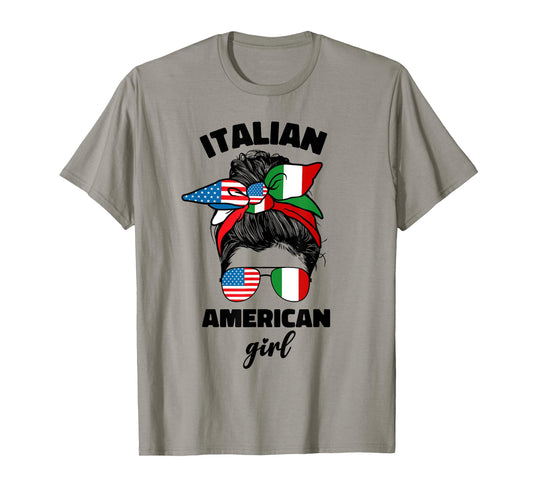 Half American And Italian America Italy Italia Usa Flag Girl T-Shirt