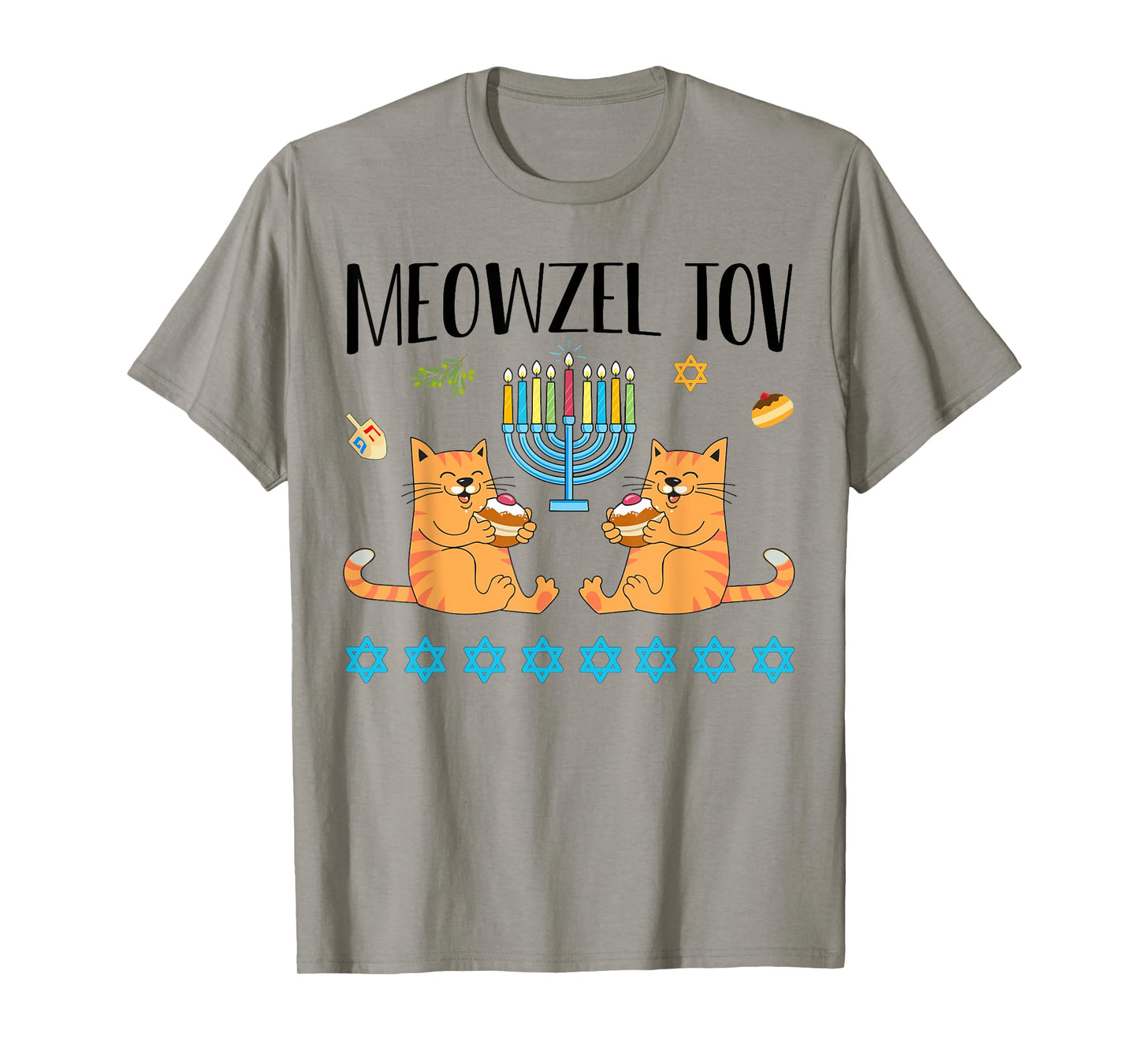 Meowzel Tov Menorah Cat Hanukkah Chanukah Jewish Funny Gift T-Shirt