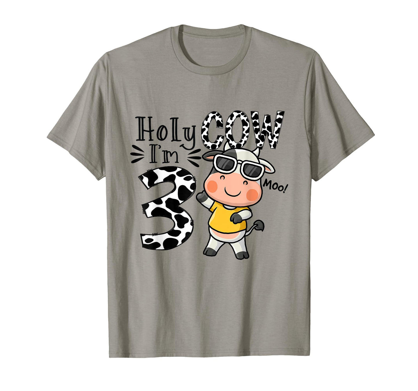 Cute Holy Cow I'm 3 Birthday Boy 3rd Cow Farm Animals Bday T-Shirt