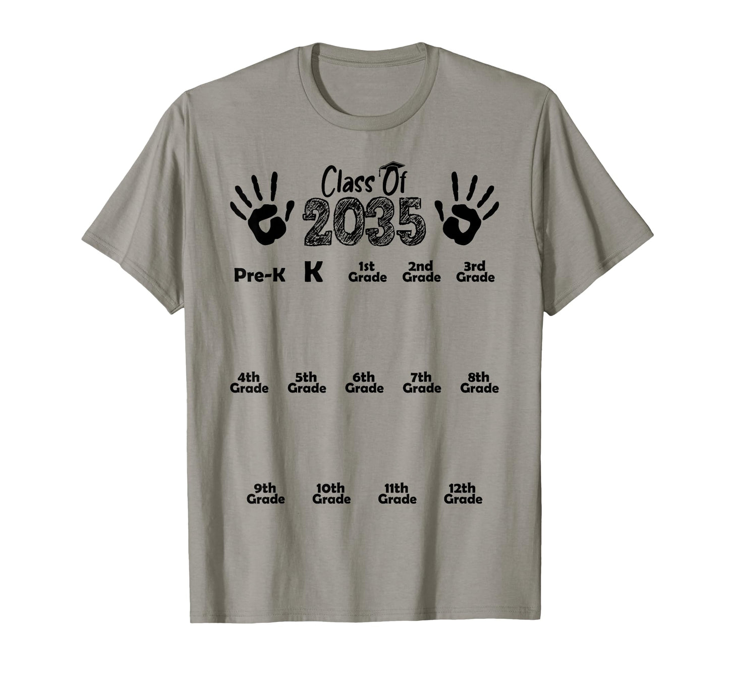 Class of 2035 Grow With Me Shirt Handprint Pre-K 12th Grade T-Shirt