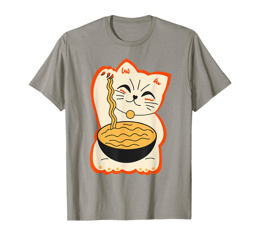 Cute Cat Ramen Teen Girl Women Funny Japanese Neko Kawaii T-Shirt