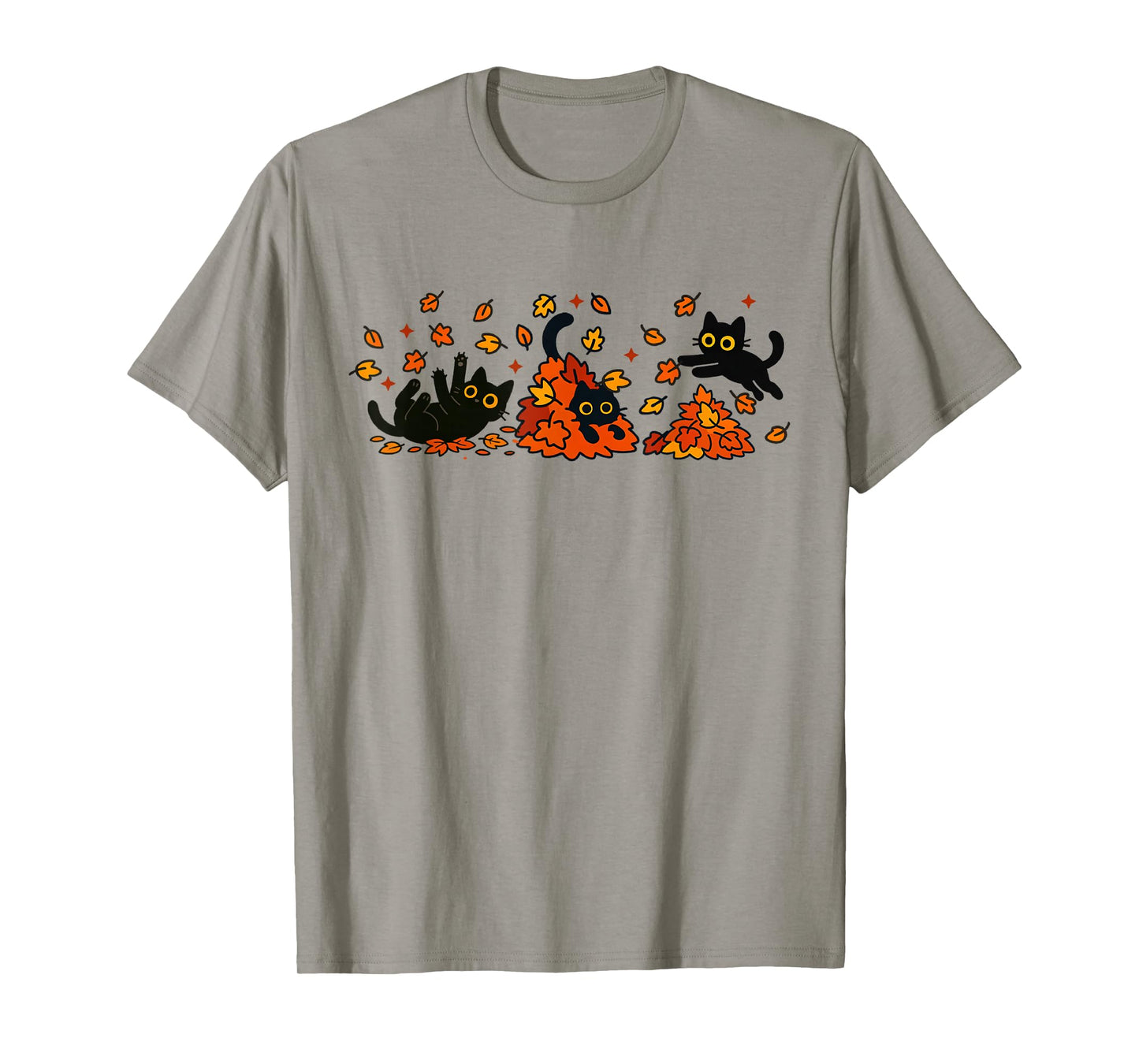 Cute Black Cats in Autumn Fall Pumpkin Cozy Funny Cat Lover T-Shirt