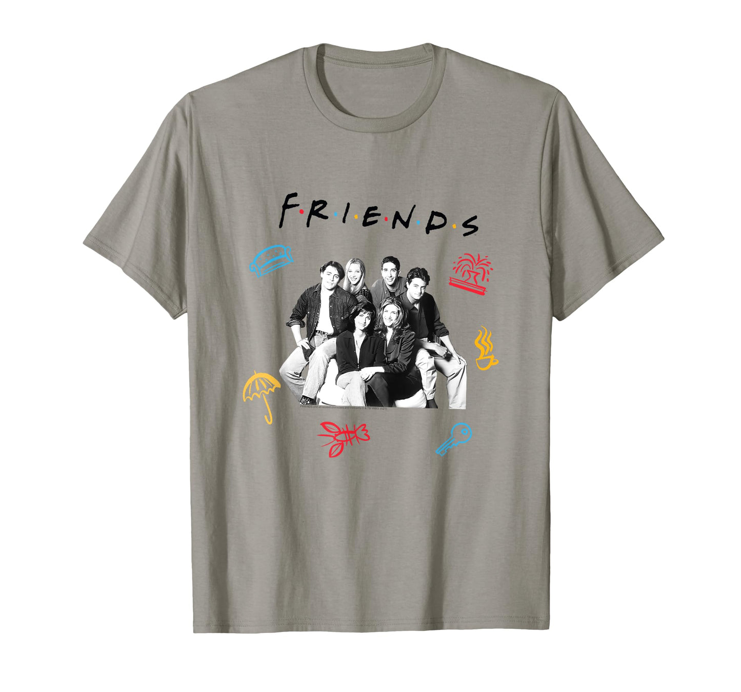 Friends Cast with Logo and Icons Funny TV Show T-Shirt