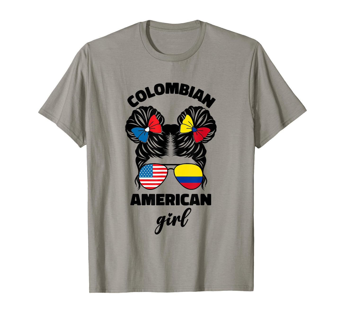 Half American and Colombian USA Colombia Flag Kids Girls T-Shirt