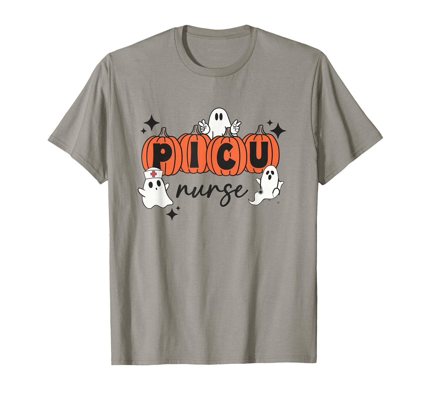 Cute Ghosts PICU Nurse Halloween Pumpkins Pediatric ICU T-Shirt