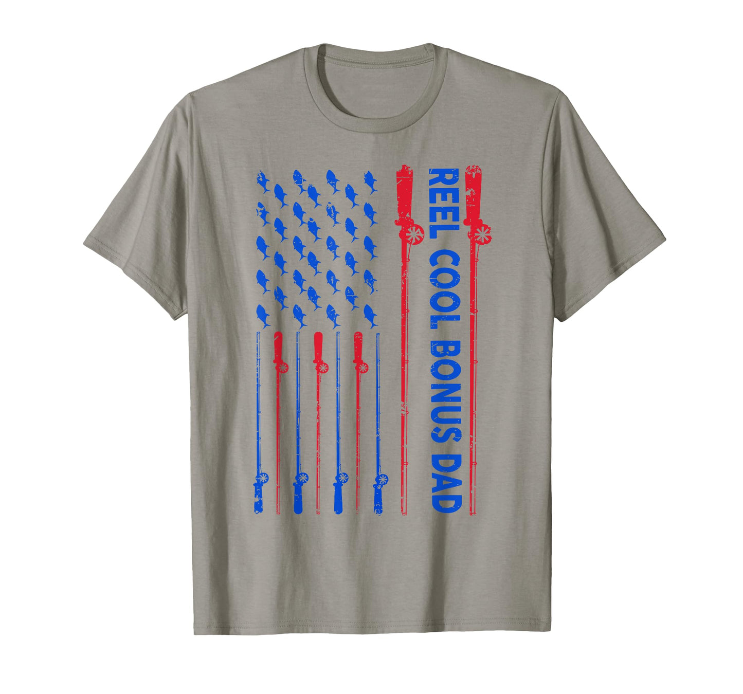 Reel Cool Bonus Dad Fishing Shirt 4th July US Flag Patriotic T-Shirt for Men