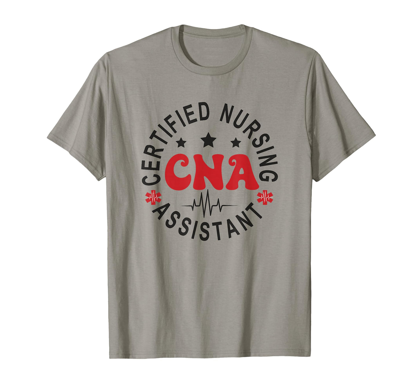 Certified Nurse Assistant Apparel CNA T-Shirt, Unisex-Adults, Short Sleeve, Nursing T-Shirts, Grey, Small